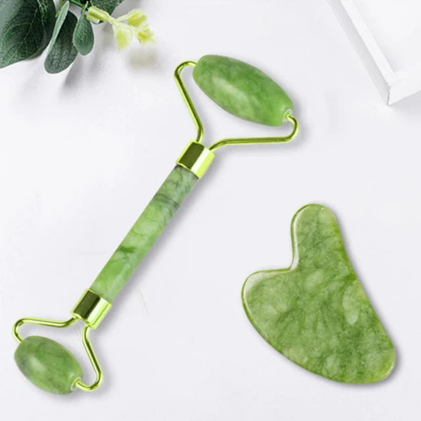 Pack Of Jade Face Roller & Gua Sha