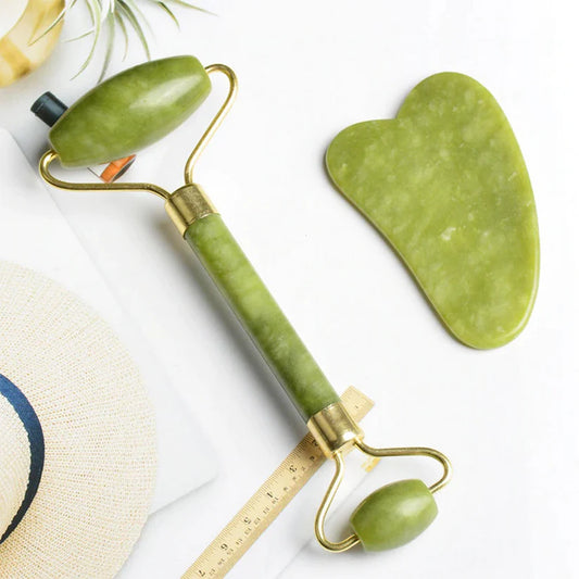 Pack Of Jade Face Roller & Gua Sha