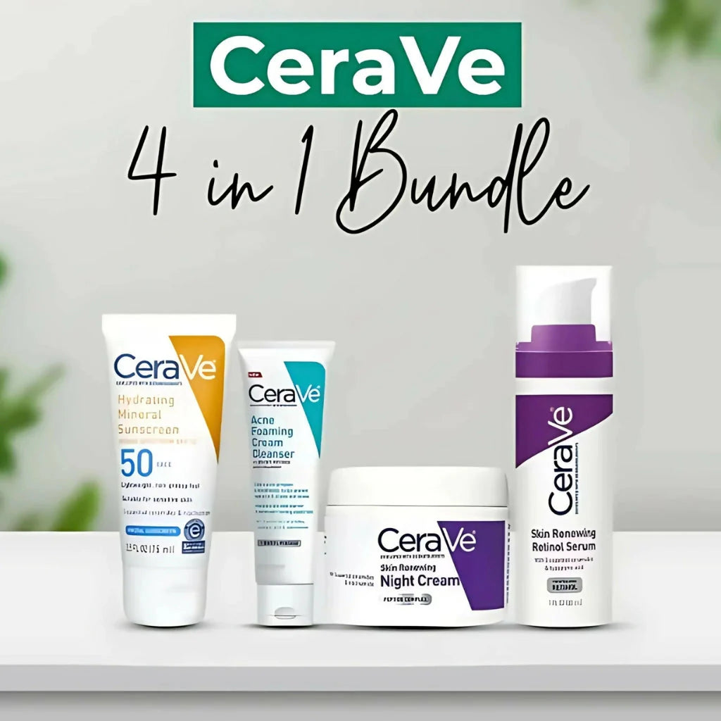 Cerave 4 In 1 Skincare Kit Night Cream, Sunblock, Cleanser & Serum