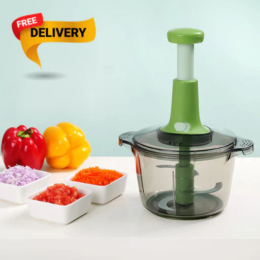 Hand push vegetable chopper and meat mincer